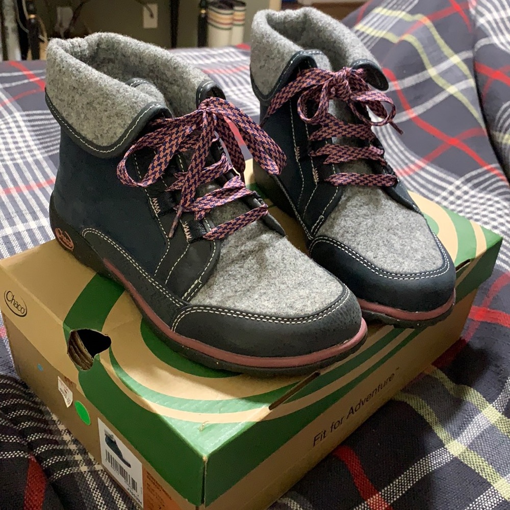 Chaco boots. My mom wore them twice. I tried to squeeze in but to small 4 me 😢